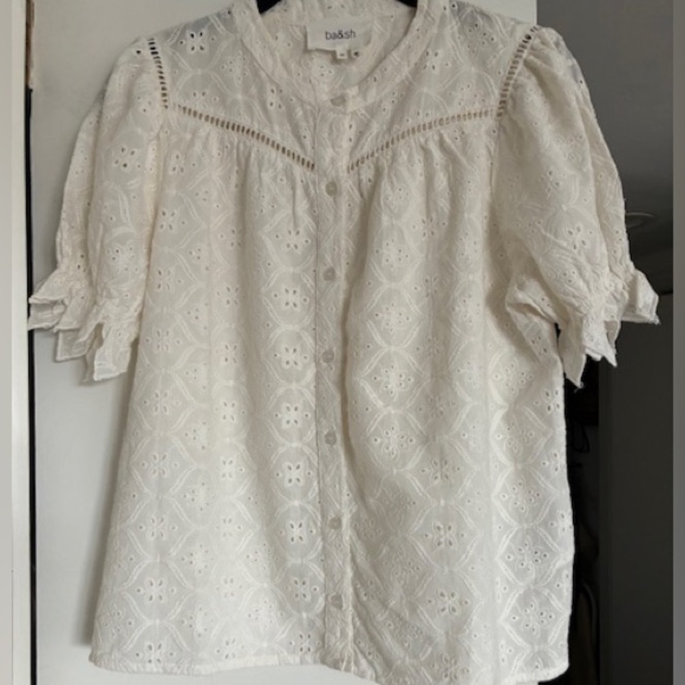 Ba&sh Women's White Eyelet Birkin Top